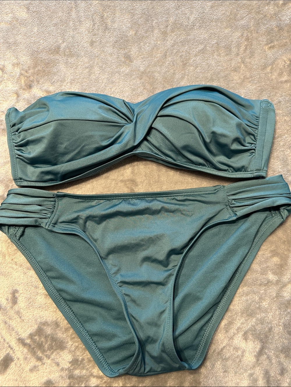 EUC Kona Sol Teal Bandeau Bikini Set - Twisted Front Two-Piece Sz M - Picture 12 of 12